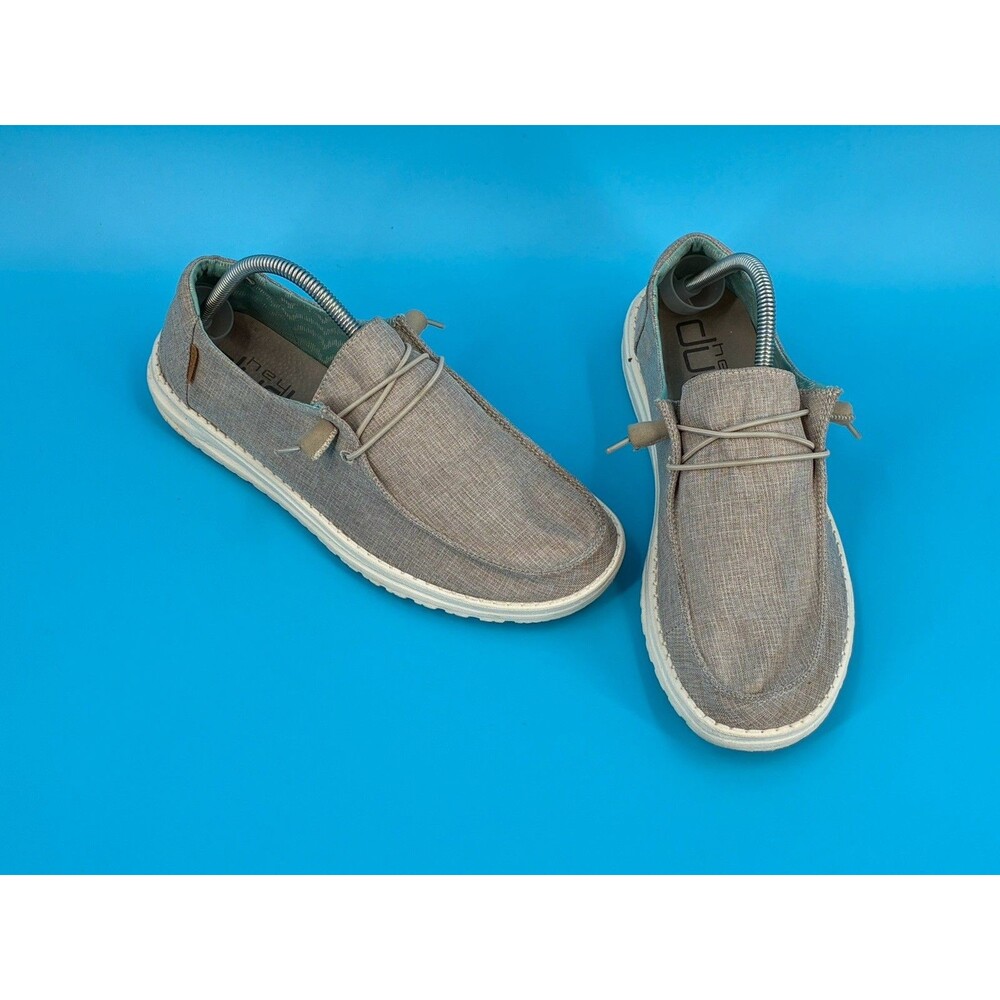 HEYDUDE Wendy Women’s Size 11 Gray Chambray Canvas Slip On Loafers Casual Shoes